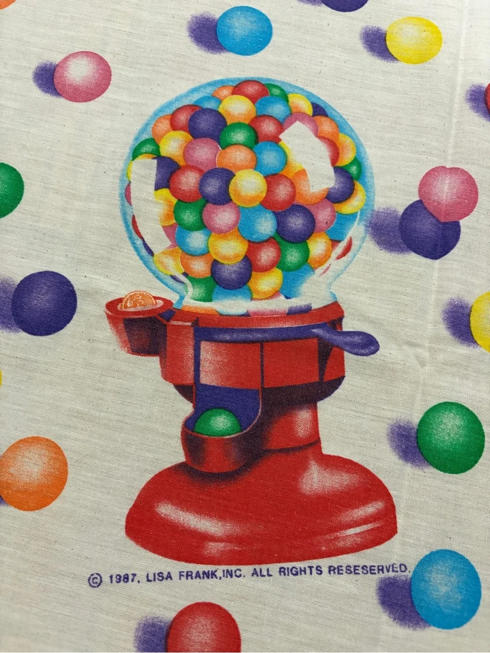 Vintage 1987 Lisa Frank Gumball Pattern Twin Sheet Set - Great Vtg Condition!